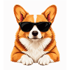 Corgi mit Sonnenbrille
