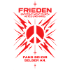 Rotes Friedenssymbol mit Explosionsgrafik
