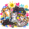 Katzen Doodle Katzenliebe Bunte Katzen Geschenk