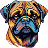 Mops Hund Kopf Bunt