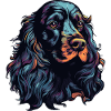 Spaniel Hund Kopf Schwarz Bunt