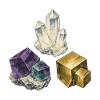 Sammlung von Quarzfluorit und Pyrit