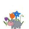 Flusspferd Blumen Kinder Geschenkidee Tierfreunde