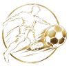 Goldenes Fußballkick-Emblem