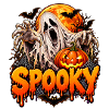 Spooky Halloween Geist mit Kürbis