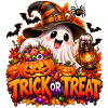 Halloween Geist mit Kürbisschatz