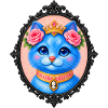 Blaue Katzenprinzessin mit Blumendekoration