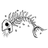 Skelettfisch-Grafikzeichnung