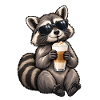 Waschbär mit Latte Macchiato – Kaffeepause