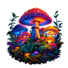 Magischer Pilz Neon Wald