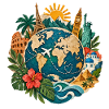 Weltreise Globus mit Landmarken