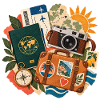 Wanderlust Collage Kamera Koffer