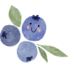 Blaubeeren Aquarell Trio mit Gesicht