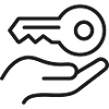 Tasten-in-Hand-Linien-Symbol