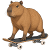 Capybara auf Skateboard