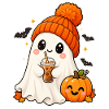 Cozy Ghost and Pumpkin Halloween