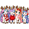 Weihnachts-Einhörner mit Rentiergeweih