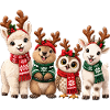 Lustige Weihnachtstiere mit Rentiergeweih