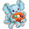 Dumbo-Oktopus mit Kürbismuschel