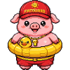 Schweinchen Rettungsschwimmer - Lustiges Pixel Art