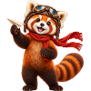 Pilot Red Panda mit Papierflugzeug