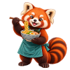 Red Panda Ramen-Koch mit Nudeln
