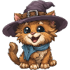 Hexenkatze mit Hut und Schal