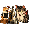 Hamster & Katze beim Espresso-Machen – Kaffee