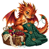 Strickender Drache mit Wolle