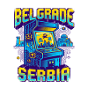 Retro Arcade Gamer Belgrade Serbia Skyline