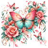 Romantischer Schmetterling mit Rosen