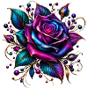Neonrose mit Goldakzenten