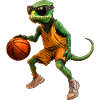 Basketball-Echse im Orange-Trikot
