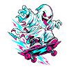 Neon Geist auf Skateboard