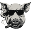Rauchendes Schwein mit Sonnenbrille
