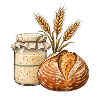 Sauerteigbrot – Gefäß, Laib und Kolben
