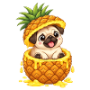 Süßer Mops mit Ananas Cartoon Sommer