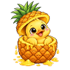 Süße Cartoon Ente mit Ananas Tropisch