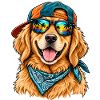 Cooler Golden Retriever – Sommerstrand-Vibes