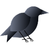 Geometrischer dunkelblauer Vogel