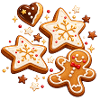 Weihnachtsplätzchen mit Sternen und Lebkuchenmann