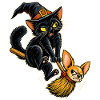 Halloween Hexenkatze mit störrischem