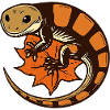 Salamander auf Herbstblatt