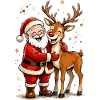 Santa und Rentier Umarmung