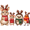 Süße Weihnachtstiere mit Rentiergeweih