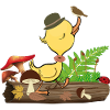 Ente mit Hut im Wald