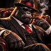 Gorilla-Dandy im Smoking und Zigarre