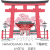 Kyoto Torii und Kirschblüten