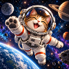 Katzenastronaut im All