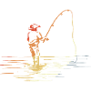 Fischer Zeichnung Retro Stil